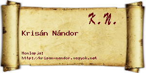 Krisán Nándor névjegykártya